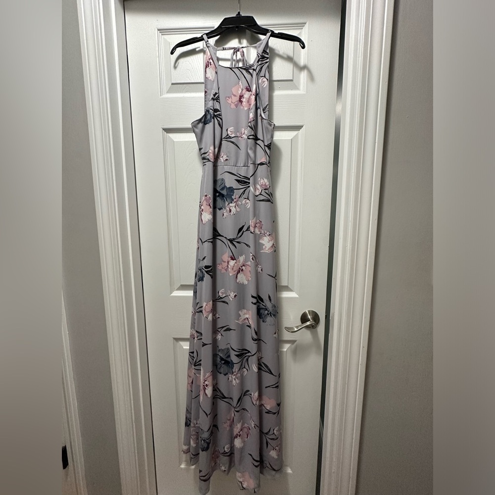 Lulus Antonella Dusty Lavender Floral Print High Neck Maxi Dress